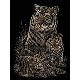 Copf12 - Copper Engraving Tiger And Cubs 1