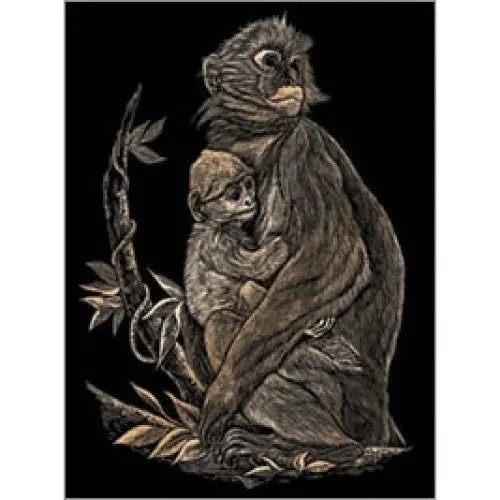 Copf15 - Copper Engraving Monkey And Baby 1