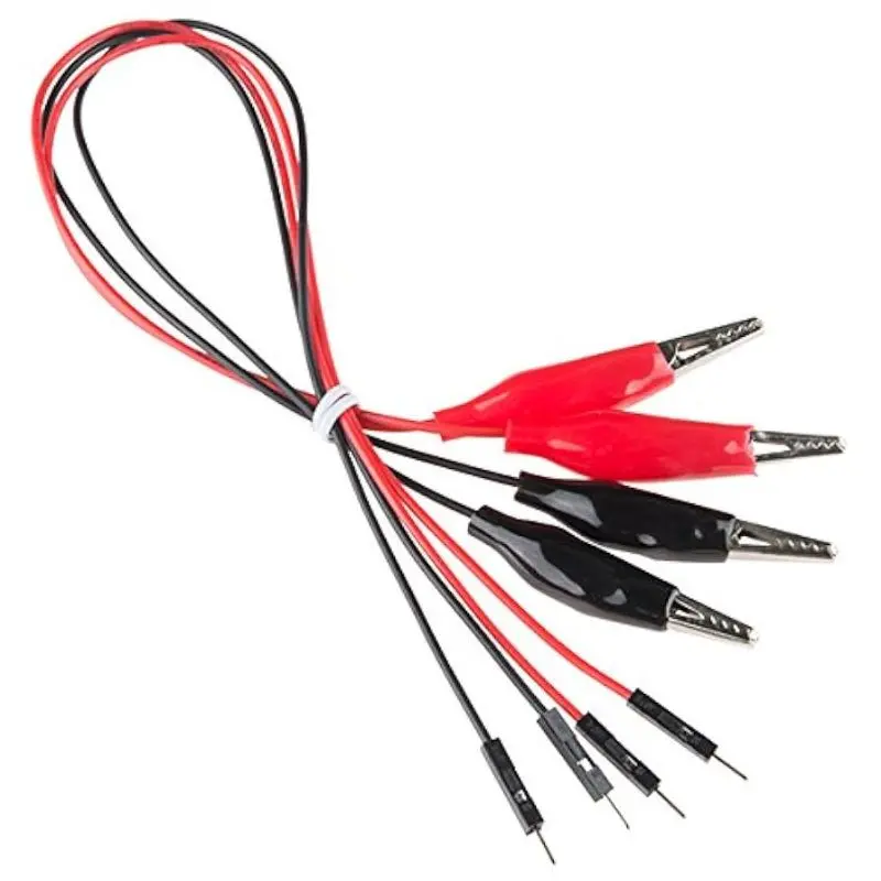 Conju-001191 - Jumper Wire Male To Alligator Single 12In Long 2Pairs Red/Blk 1