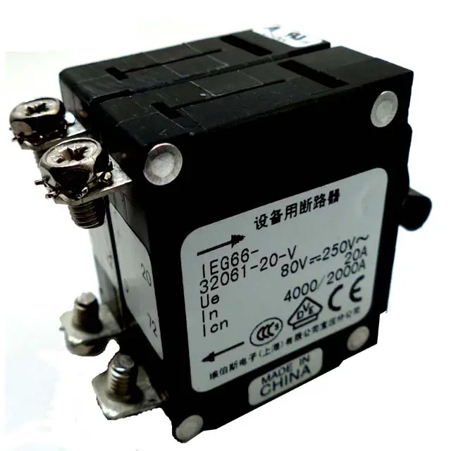 Iegg66-32061-20-V - Circuit Breaker 20A 250Vac Toggl Chmt 2P 15Mm Dia Scr Blk 1