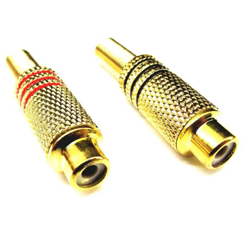 Jacrc-000224 - Rca Jack Inline Sol Metal Gold 2Pcs/Pack 1Pc Of Red/Black 1