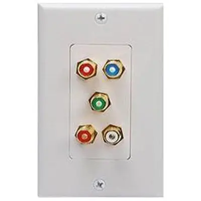 Wp-5Rca - Wall Plate Rcajkx5 Plas Wht Deco Component Audio/Video Gold Conn 1