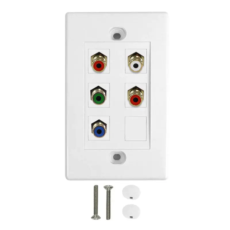 Wpk-Rgba - Wall Plate Rcajkx5 Plas Wht Deco Component Audio/Video Gold Conn 1