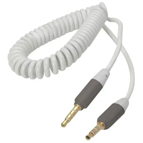 Cle8046wh - Audio Video Cable 3.5Mm 4Cpl/Pl 3Ft White Coiled Curly Cord 1
