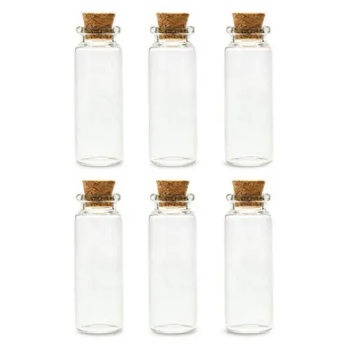 Gb818 - Bottle Clear Glass With Cork Lid 12Ml (6 Pcs/Pkg) 1