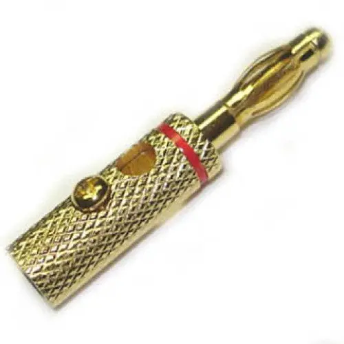 Bg1005r - Banana Plug Solderless Gold Red Screw With Hole 1