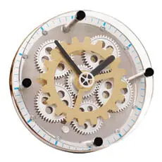 Gearupbg - Glass Clock Round With New Brass Gear 1