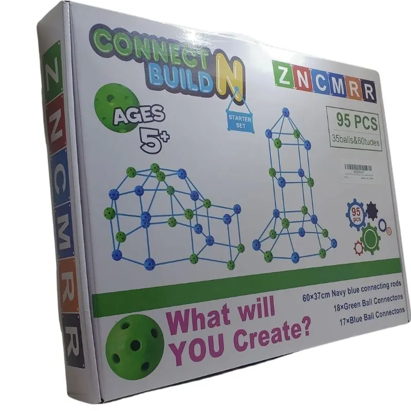 Zncmrr - Connect N Build Fort Building Kit 95Pcs 35 Balls And 6 Tudes 1