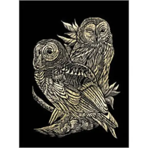R-01320 - Gold Engraving Owls 1