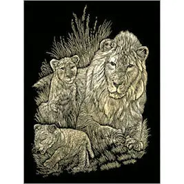 Golf14 - Gold Engraving Lion And Cubs 1