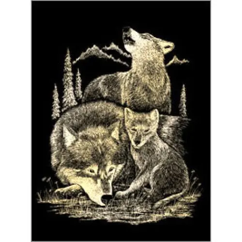 Golf18 - Gold Engraving Wolves 1