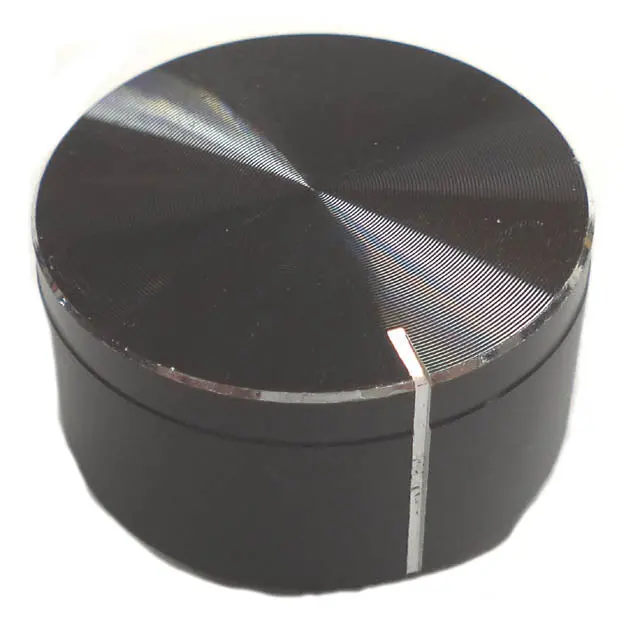 Hafb-301 - Knob 1/4In Plast 32Mm Snapon Rnd Black / Silver 1