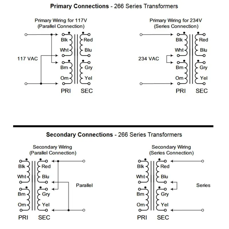 266L14 - Txfr 14Vct 2A Or 7V 4A Chmt Ip117/234V W/Wires 2