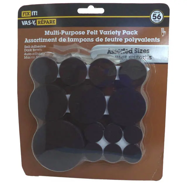 9022-A - Feet Chamois Roud Adhesive Felt Protectors Assorted 56Pcs/Pack 1