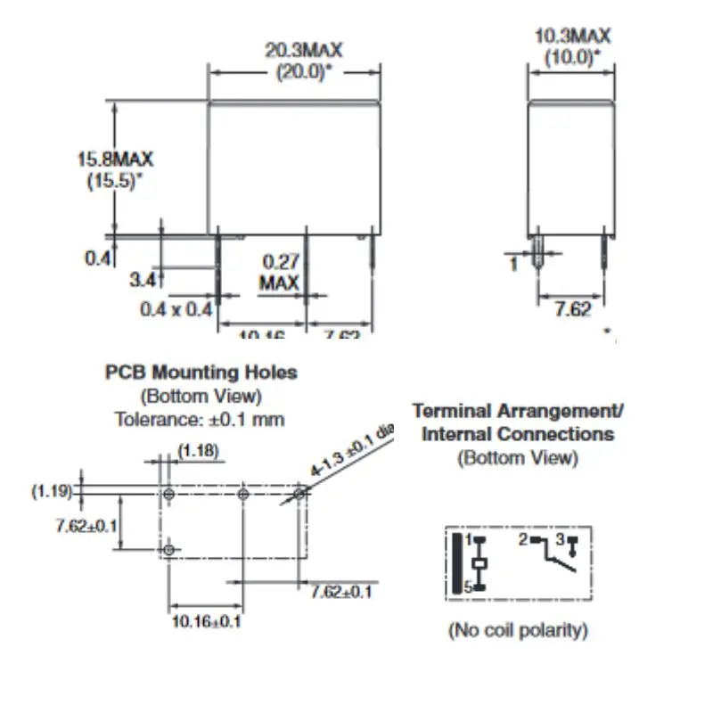 G5q-1A-Dc5v - Relay Dc 5V 1P1t 10A 4P Pcmt 10A/250Vac 5A/32Vdc 2