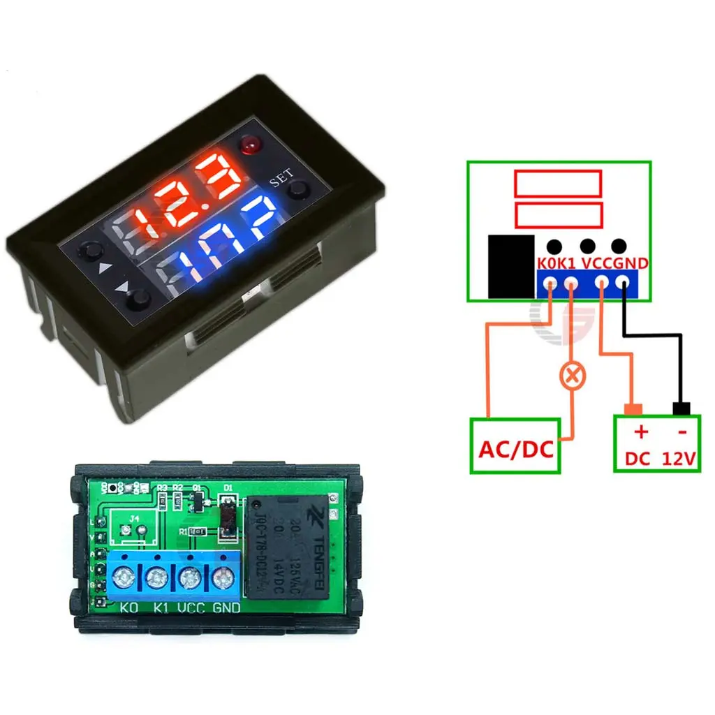 Dual Display Time Delay Relay - Relay Time Delay 0-999Hrs 1P1t Digital Dual Display Panel Mount 1