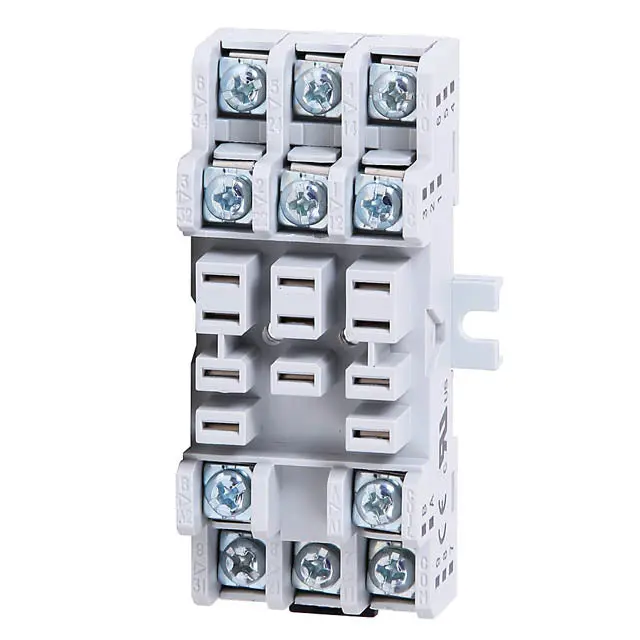 700-Hn154 - Relay Socket 11P Sqr Screw 15A 300Vac Chmt/Din-Rail Wht 1