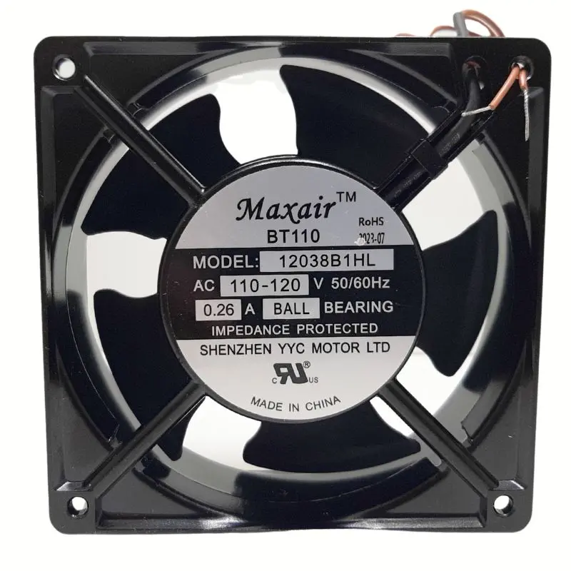 12038B1hl - Fan Ac 120V 4.7X1.5In Bb With 2 Wires And Fan Guard 68Cfm 28Db 2