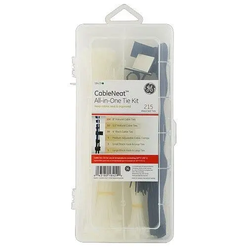 18429 - Cable Tie 4In 5.5In 8In Hook Loop Cable Clamp Ties 215Pc/Set 1