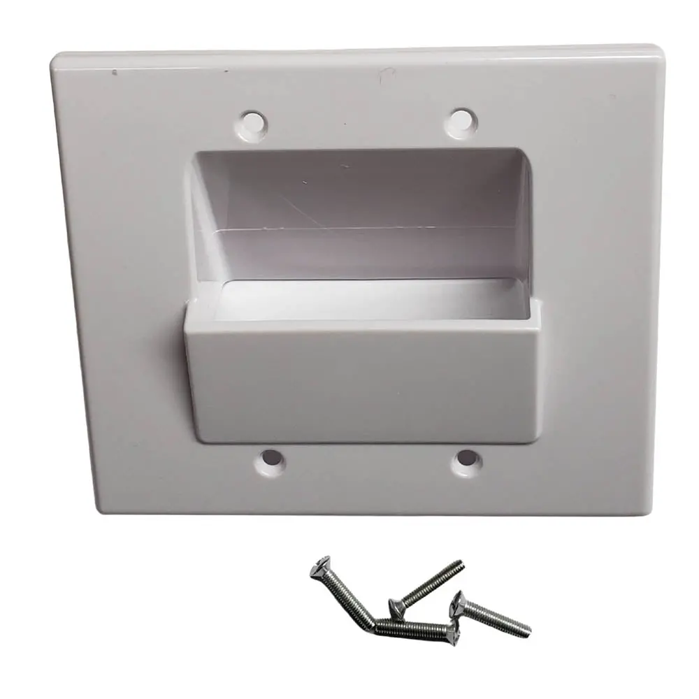 Wp-Pt2-Wh - Wall Plate For Bulk Cable Dual Gang White Pass Through 1