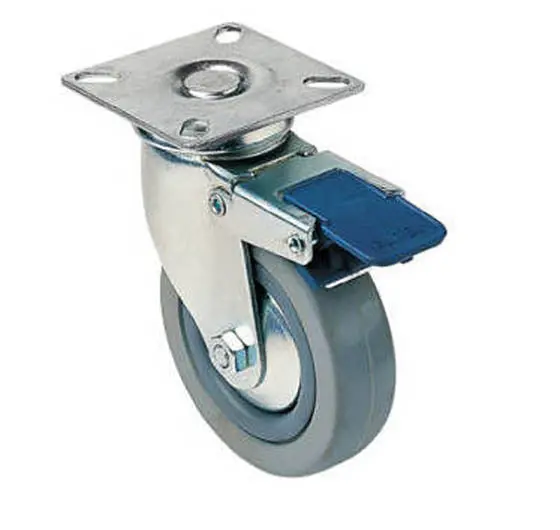 366727 - Caster Rubber 3In Swivel Grey Metal Top 2.5X2.5In With Brake 1