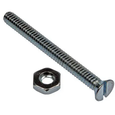 5007 - Screw Metal 10-24X2in Slot Flat Head With Nuts Set Of 7Pcs 1