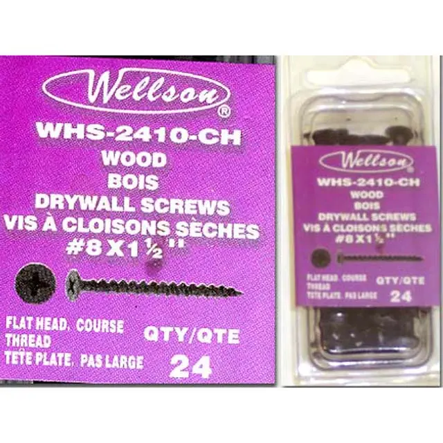 Whs-2410-Ch - Screw Wood #8X1 1/2In Philips Flat Head Black Oxide (24 Pcs/Pkg) 1