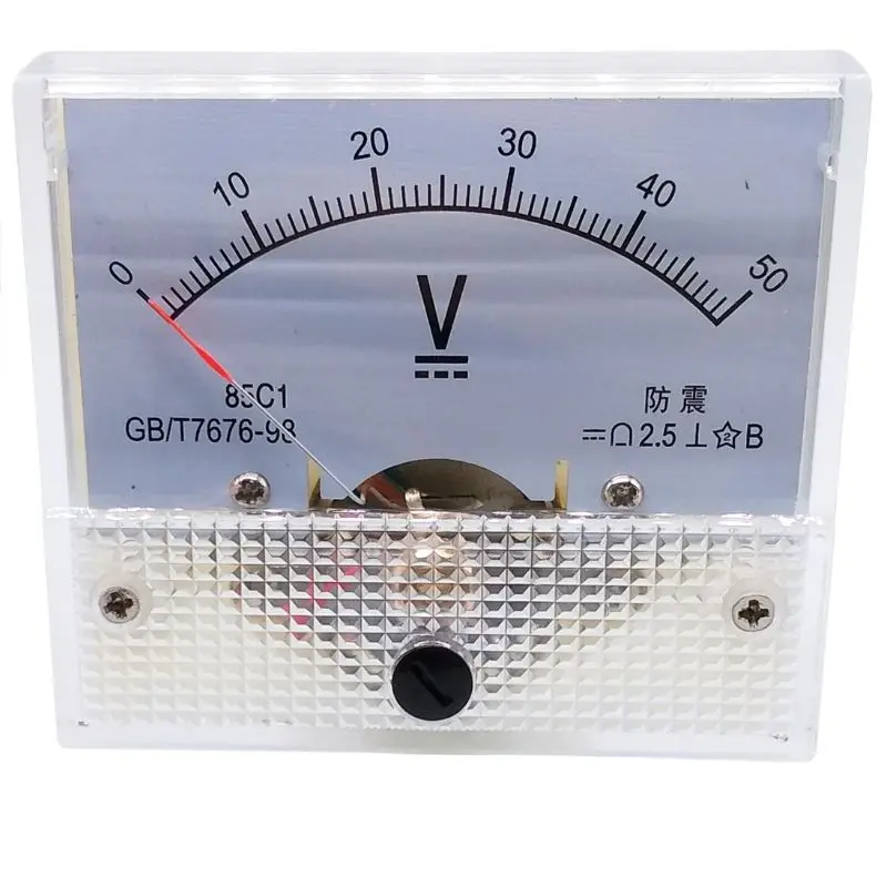 85C1 - Panel Meter Dc 0-50V 2.5X2.1In 2.5% Accuracy Mount 52Mm 1