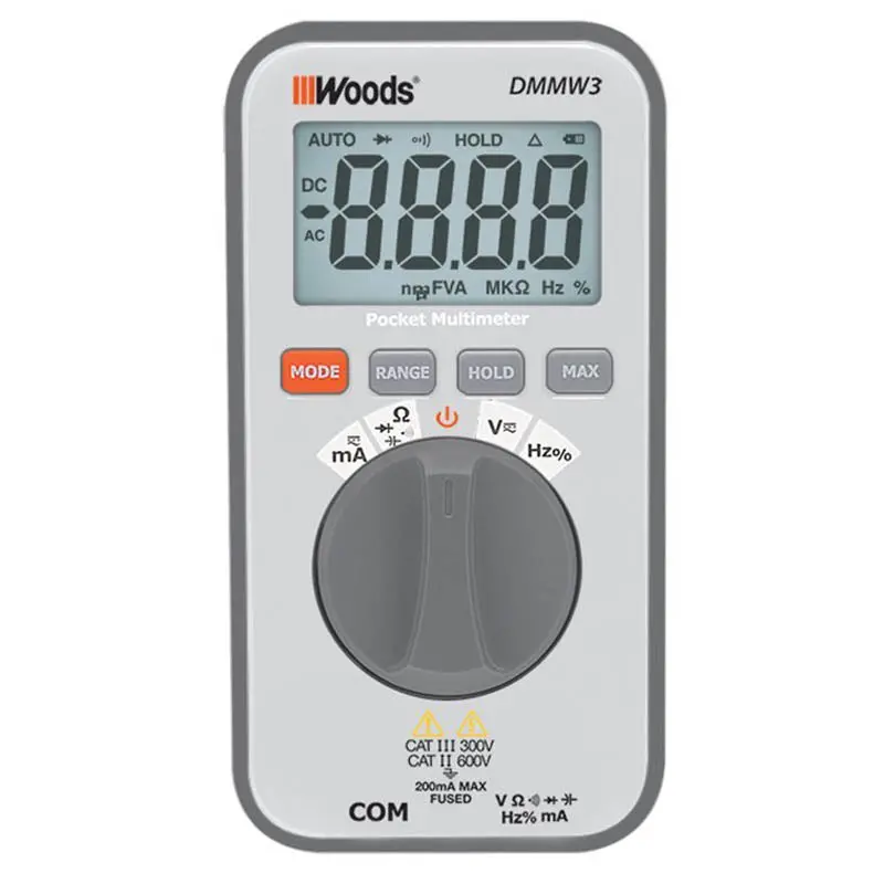 Dmmw3 - Multimeter Digital 200Ma W/Basic Catiii 300V Diode Test 1