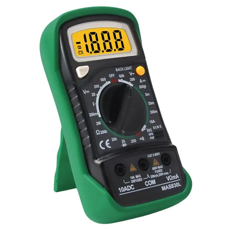 Mas830l - Multimeter Digital 10A W/Basic Hfe/Data Hold Mini Size 1