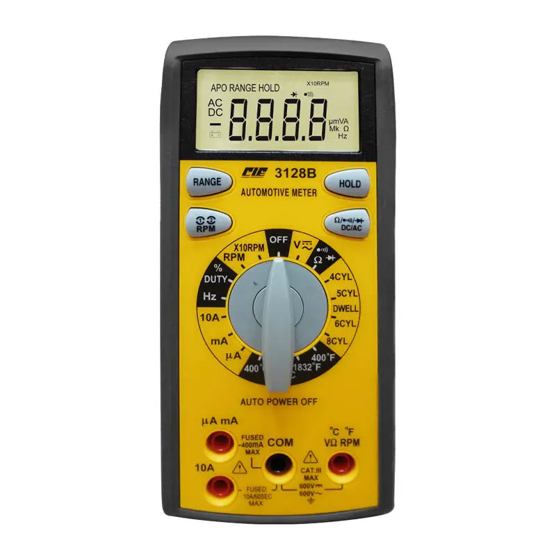 3128B - Multimeter Digital Auto 10A Automotive Rpm Duty Cycle Temp 1