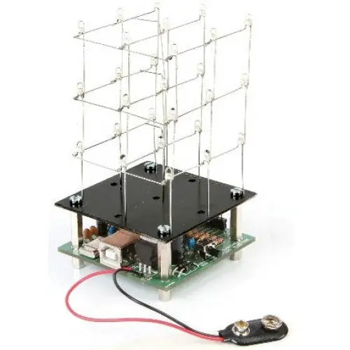 Mk193 - Led Cube 3D W/27Leds Usb Powered Red 1