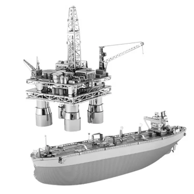 Mmg105 - Offshore Oil Rig And Tanker Metal Earth 3D Laser Cut Model 1