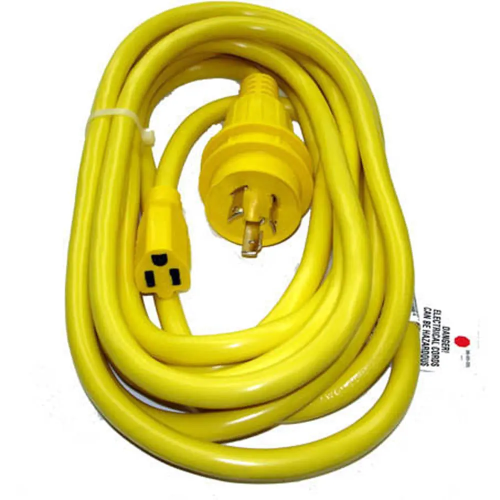 16020 - Extension Cord 3/14 Marine 20Ft Yellow Stw 30 Amp 125V Input 1