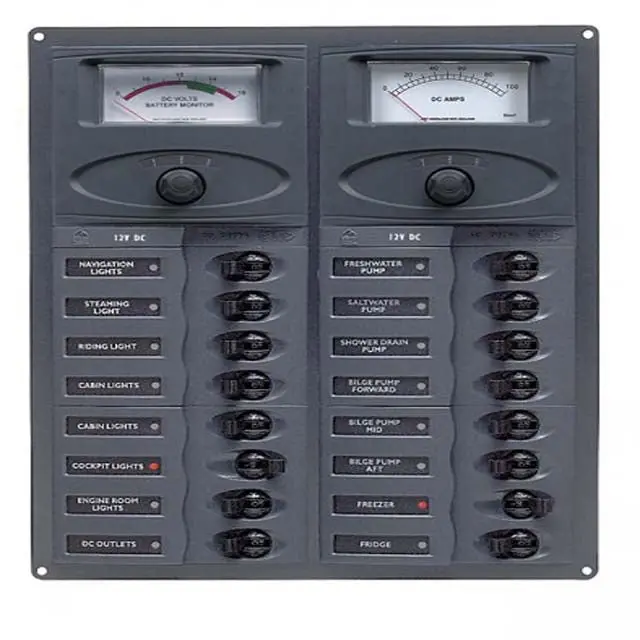 904-Am-24 - Circuit Breaker Panel 16Sp 24Vdc With Analog Volt And Amp Meters 1