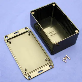 1590Wcfbk - Project Box 6X3.5X2.25In Metal Black With Flanged Base 1