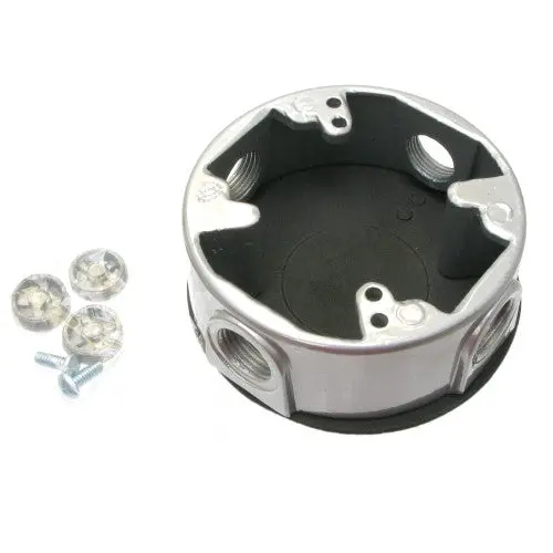Ex-5 Gray - Electrical Box 4Inch Round Wp 1.5In Deep 4 O/Let W/0.5In Hole 1