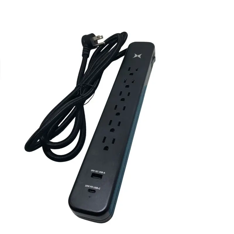 Xws8-1010-Blk - Power Bar 6 O/Let 6Ft Cord Ra Pl Usb-C/20W Usb-A/18W O/Lets 1