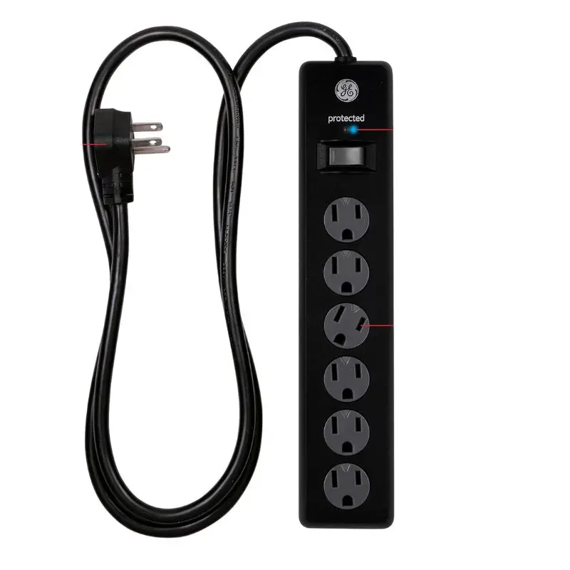 33662 - Power Bar 6 O/Let 8Ft Cord Ra Pl 1300J Surge Blk 1
