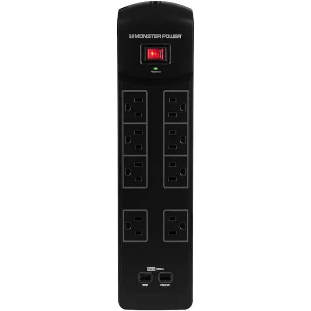121895-00 - Power Bar 8 O/Let Surge Protect 2 Usb 2.1A 6Ft Cord 1440 Joules 1