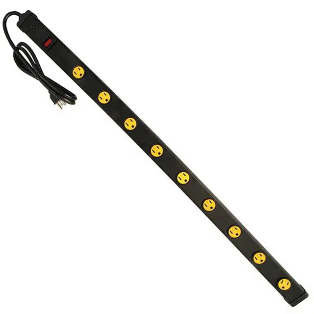 555104 - Power Bar 9 O/Let 4Ft Cord 3Ft Strip Swivel Safety Cover Blk 1