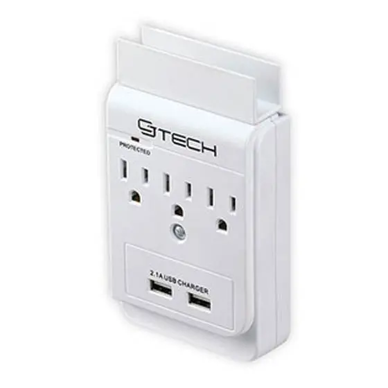 00529 - Wall Tap 3 O/Let 300J Surge Protected With 2.1A Usb Ports 1