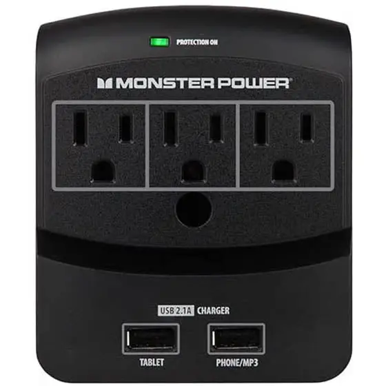 121822-00 - Wall Tap 3-Outlet 540 Joules 2 Usb O/Let 2.1A 1