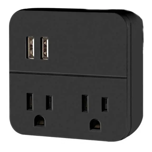 Pst-2091 - Wall Tap 2 O/Let 15A 15V 1875W With 2 Usb Ports 1