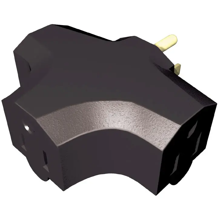 30309 - Wall Tap 3 O/Let Black 15A/125Vac/1875W 1