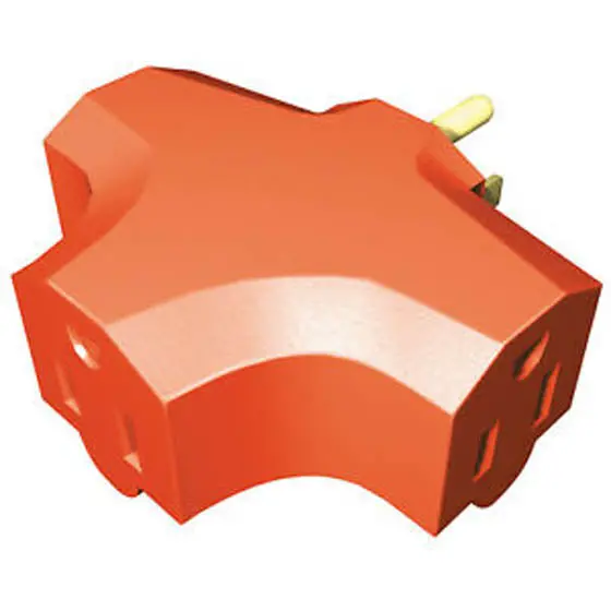 30304 - Wall Tap 3-Outlet Orange 15A/125Vac/1875W 1