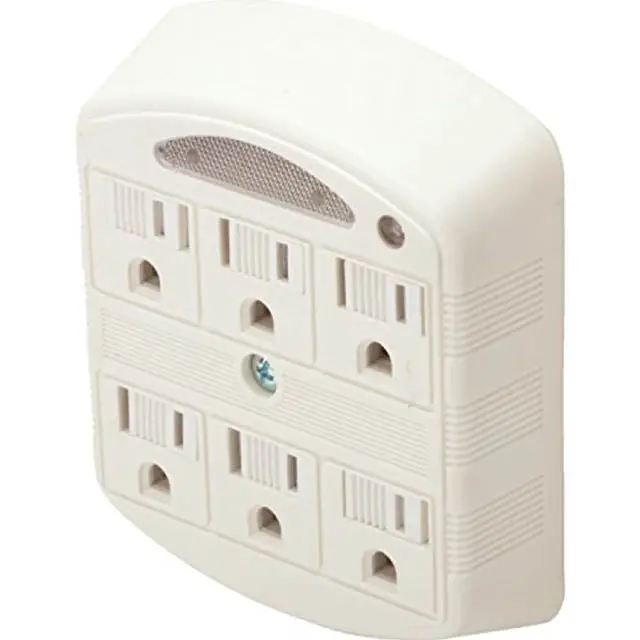 Ts-16 - Wall Tap 6 O/Let 15A 125V 1875W With Automatic Night Light 1
