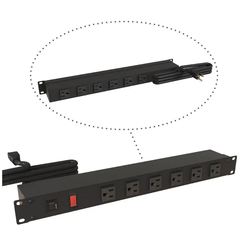 1583T12b1bkx - Power Bar Rack Mount 6 O/Let Front Facing 1U C13 15Ft Cord 1