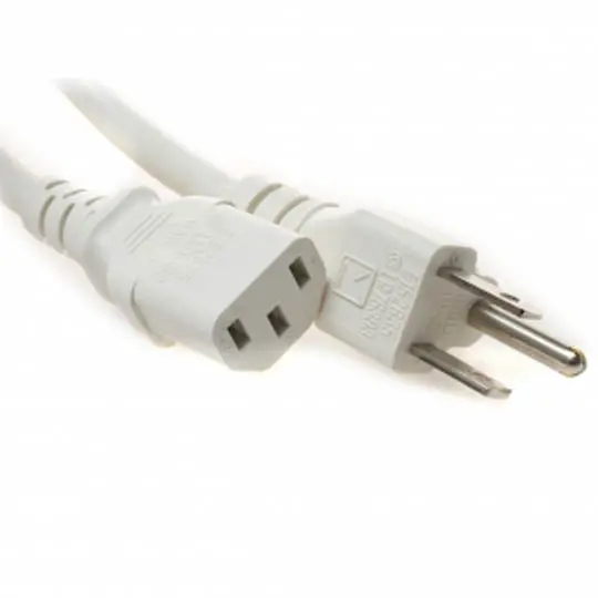 Pc4a-13D-09010F - Inst Cord 3/18 10Ft Rnd Wht Sjt Plug 5-15P To Fem C13 1