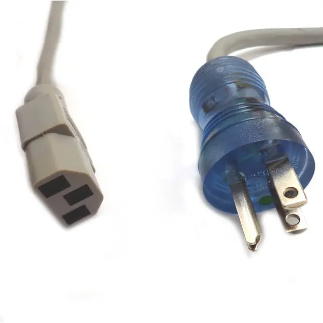 222411 - Inst Cord 3/18 8Ft Hospital Gr Rnd Sjt Grey Pl 5-15P To Fem C13 1